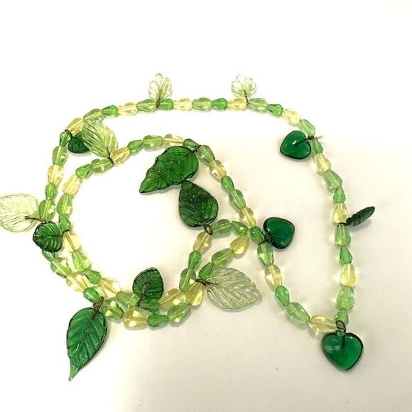 Green glass beaded leaf message - Picture 6 of 7